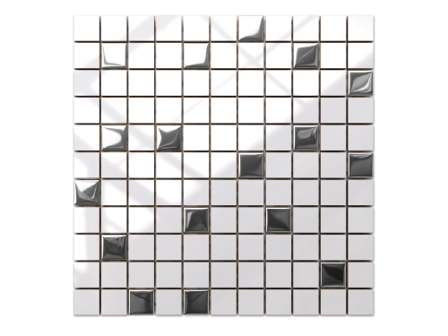 MOZAIKA CERAMICZNA SZKLANA SILVER CHROM METALIZOWANA 9mm 30x30cm