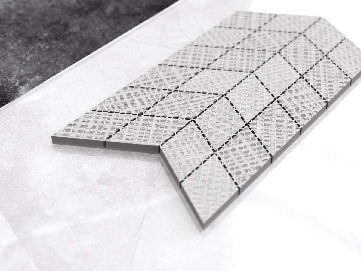 MOZAIKA GRESOWA DOUBLE CHEVRON LEZA GREY – dekoracyjne do wnętrz – Szklane Mozaiki