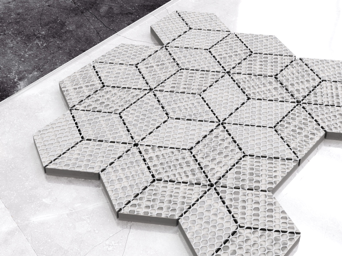 MOZAIKA GRESOWA DIAMOND ROMB BIAŁA SZARA 3D – dekoracyjne do wnętrz – Szklane Mozaiki