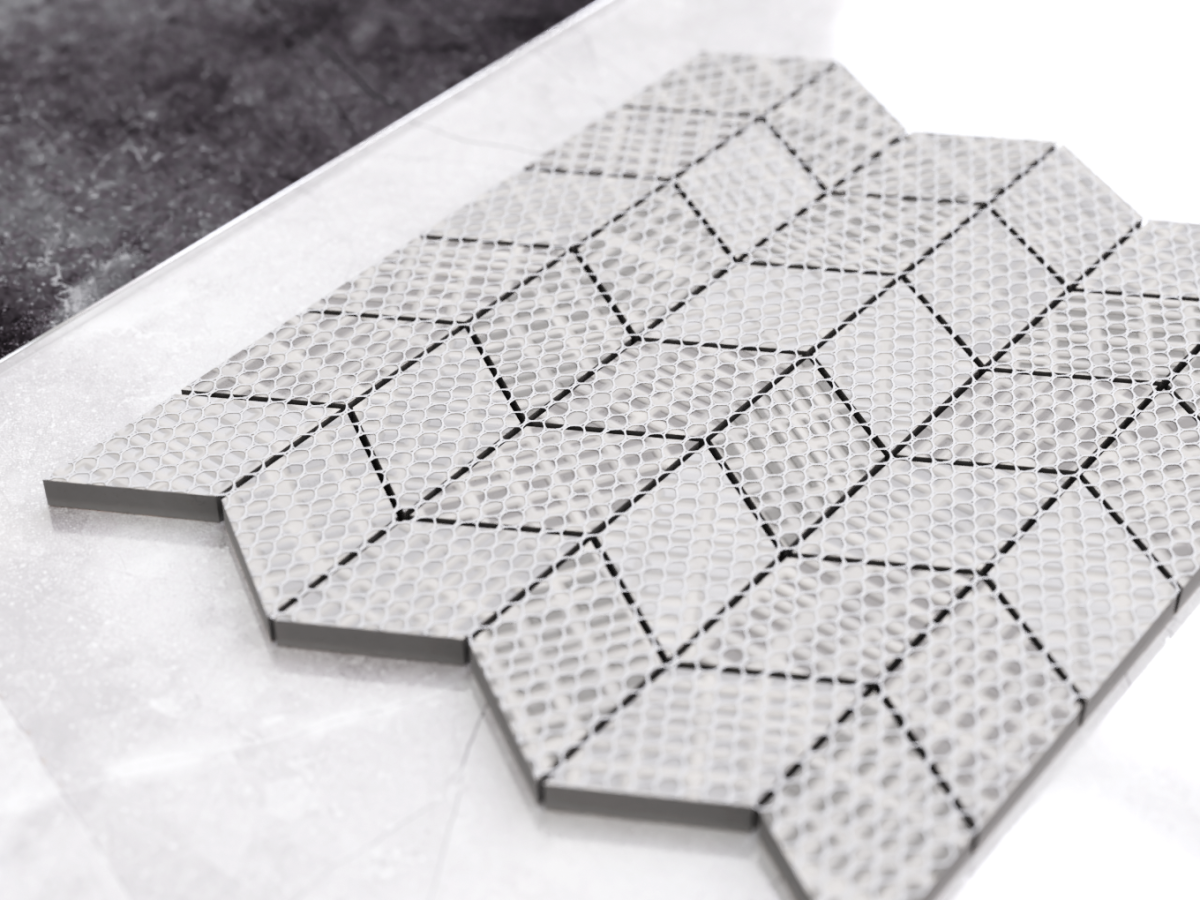 MOZAIKA GRESOWA CHEVRON ROMB LEZA GREY – dekoracyjne do wnętrz – Szklane Mozaiki