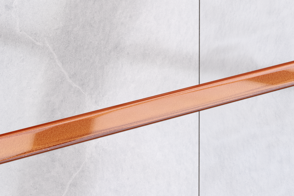 LISTWA SZKLANA COPPER METALIC 2.3 x 60 cm  – dekoracyjne do wnętrz – Szklane Mozaiki
