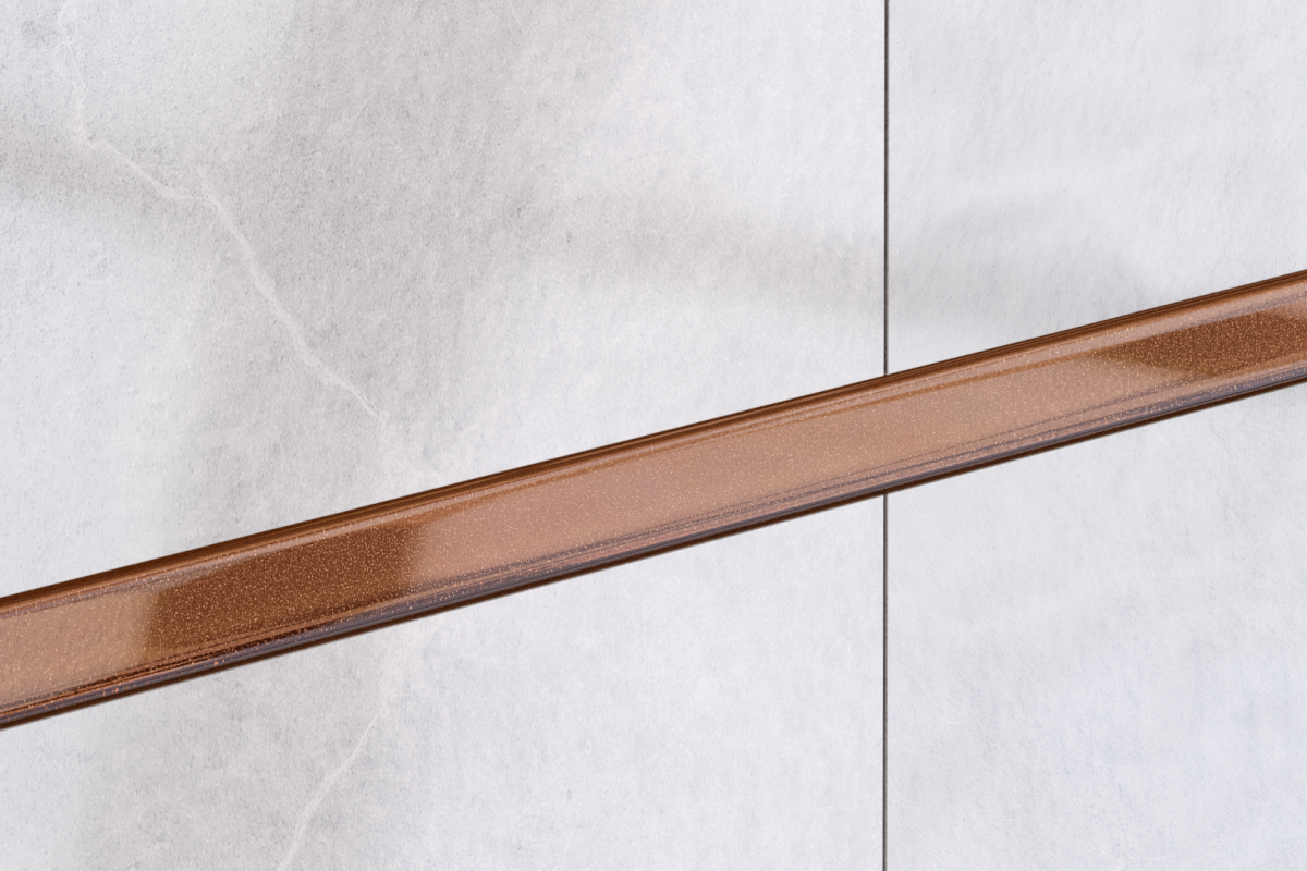 LISTWA SZKLANA BROWN METALIC 2.3 x 60 cm – dekoracyjne do wnętrz – Szklane Mozaiki