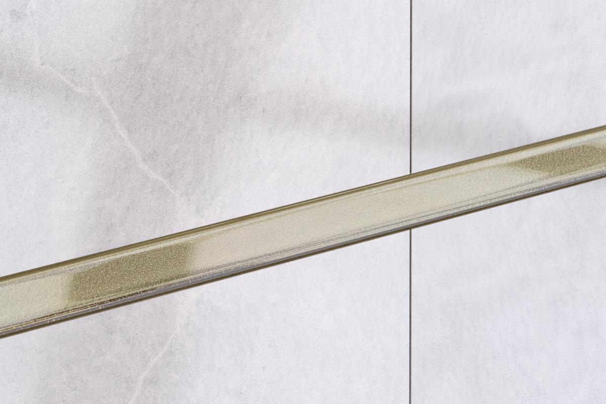 LISTWA SZKLANA BEŻ METALIC 2.3 x 60 cm – dekoracyjne do wnętrz – Szklane Mozaiki