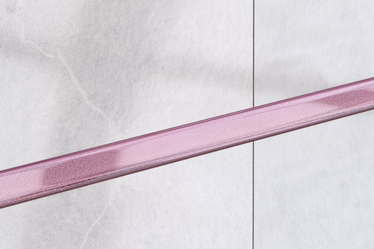 LISTWA SZKLANA RÓŻOWA WRZOS  2.3 x 60 cm  – dekoracyjne do wnętrz – Szklane Mozaiki
