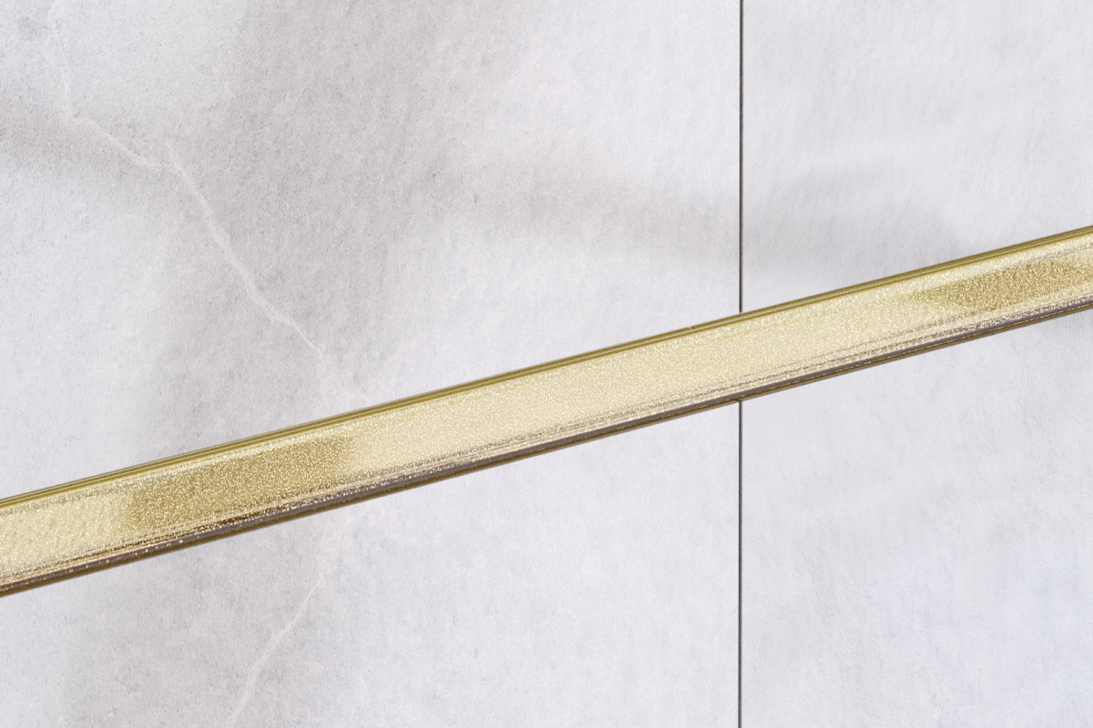 LISTWA SZKLANA VENUS BEŻ ZŁOTA 2,3 x 60 cm  – dekoracyjne do wnętrz – Szklane Mozaiki