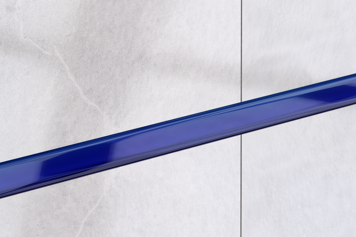 LISTWA SZKLANA NIEBIESKA KOBALT 2.3 x 60 cm  – dekoracyjne do wnętrz – Szklane Mozaiki