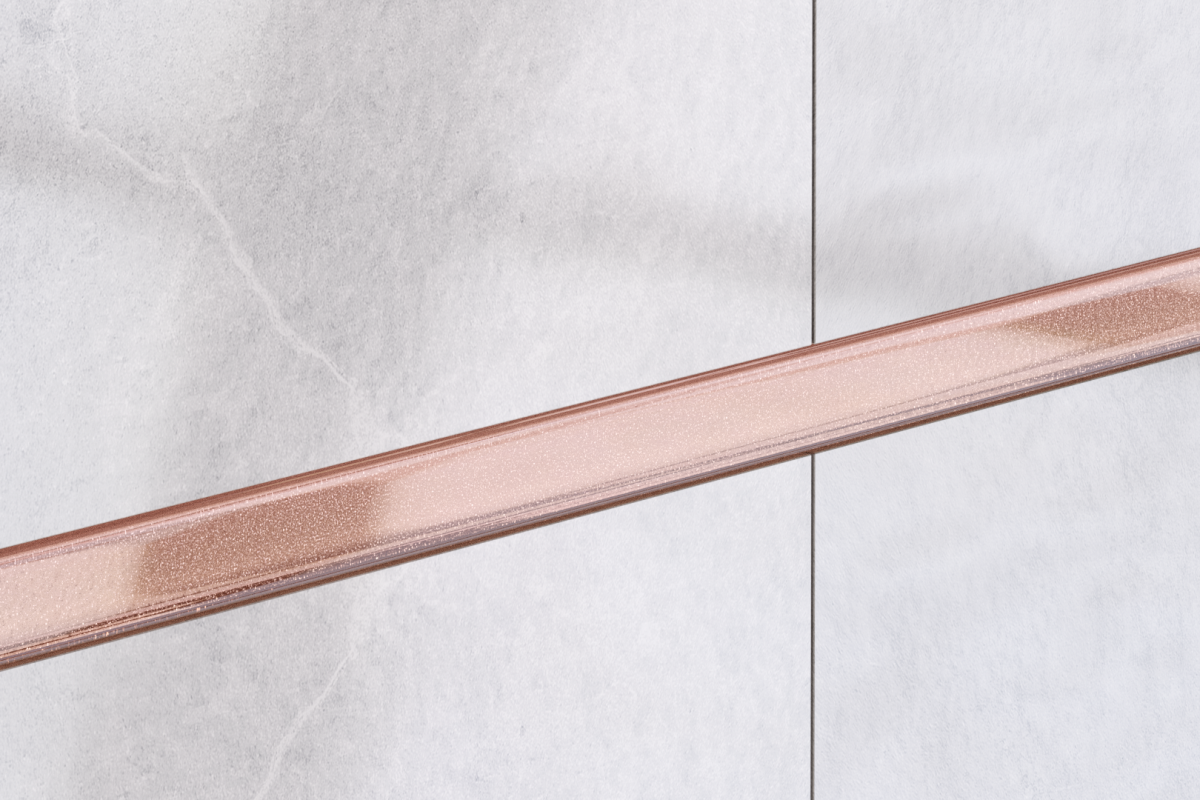 LISTWA SZKLANA RÓŻOWA PRALINE  2.3 x 60 cm – dekoracyjne do wnętrz – Szklane Mozaiki