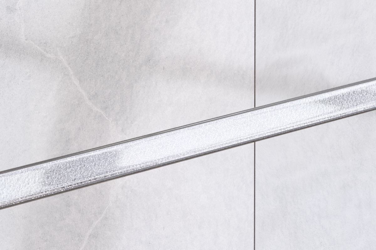 LISTWA SZKLANA SREBRNA SILVER BROKAT 2.3 x 75 cm  – dekoracyjne do wnętrz – Szklane Mozaiki