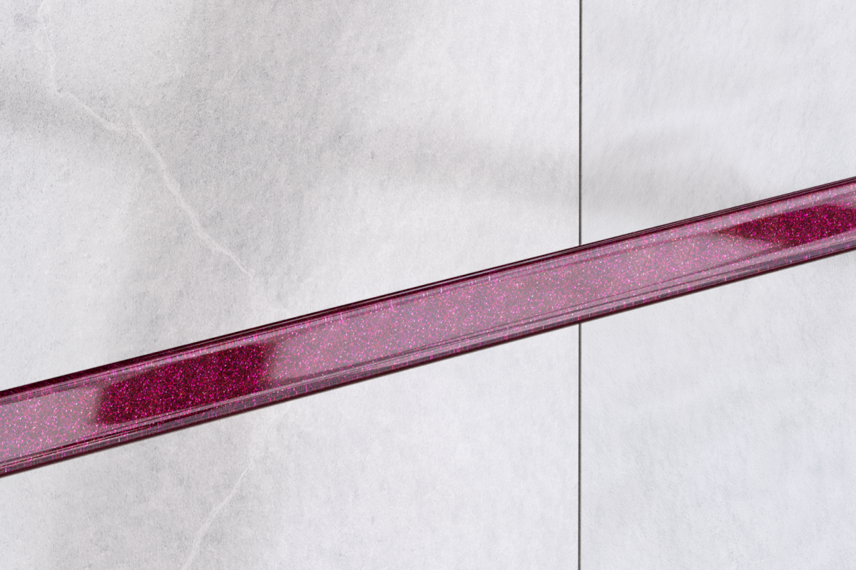LISTWA SZKLANA LILA BROKAT RÓŻOWA 2.3 x 60 cm – dekoracyjne do wnętrz – Szklane Mozaiki