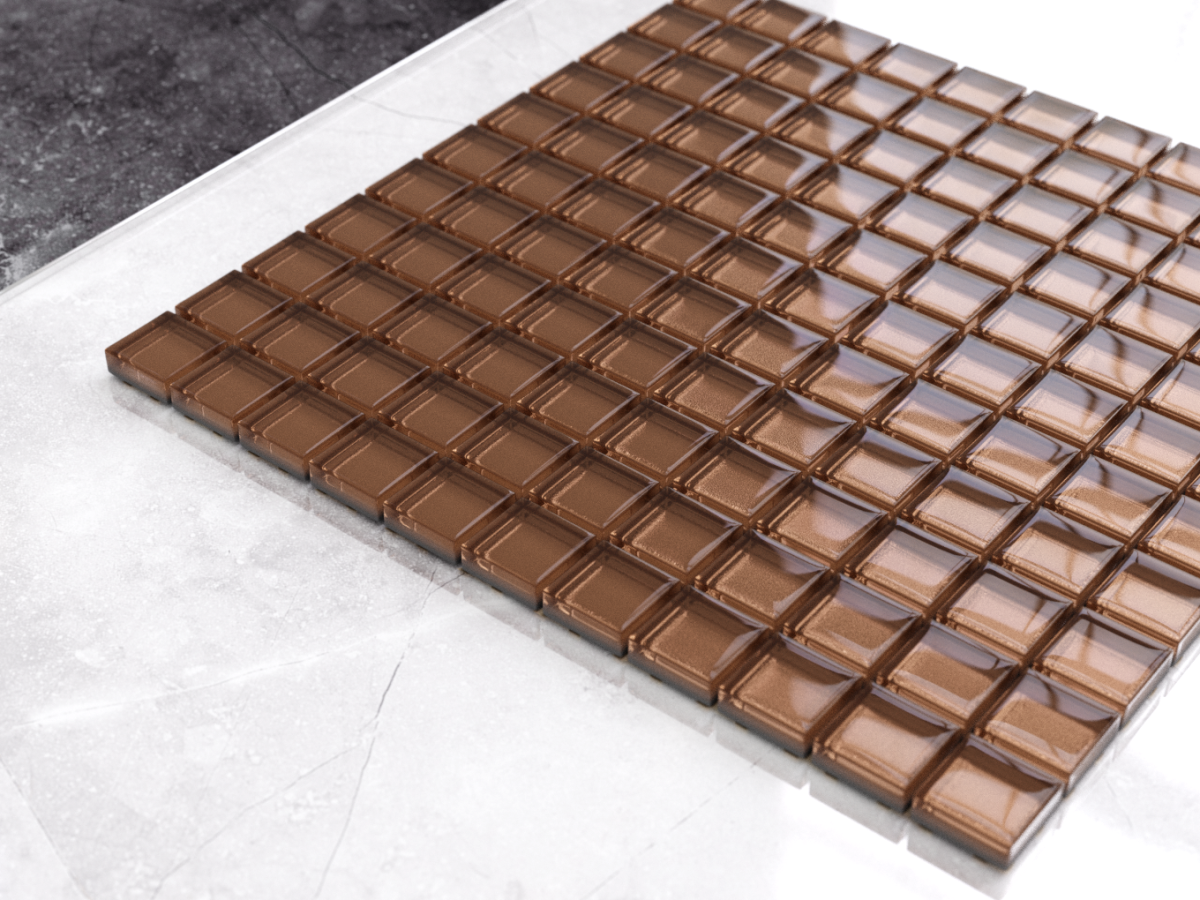 MOZAIKA SZKLANA BRĄZOWA BROWN METALIC 30x30cm 8mm – dekoracyjne do wnętrz – Szklane Mozaiki