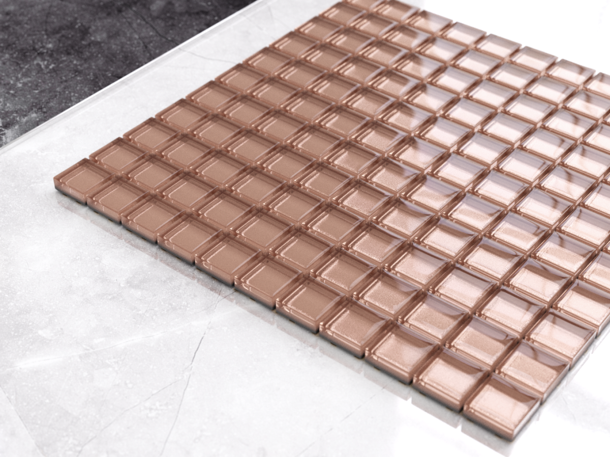 MOZAIKA SZKLANA RÓŻOWA PRALINE 30x30cm 8mm – dekoracyjne do wnętrz – Szklane Mozaiki
