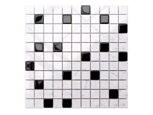 MOZAIKA SZKLANA MARMUR BLACK MARBLE CZARNA  30x30cm 8mm