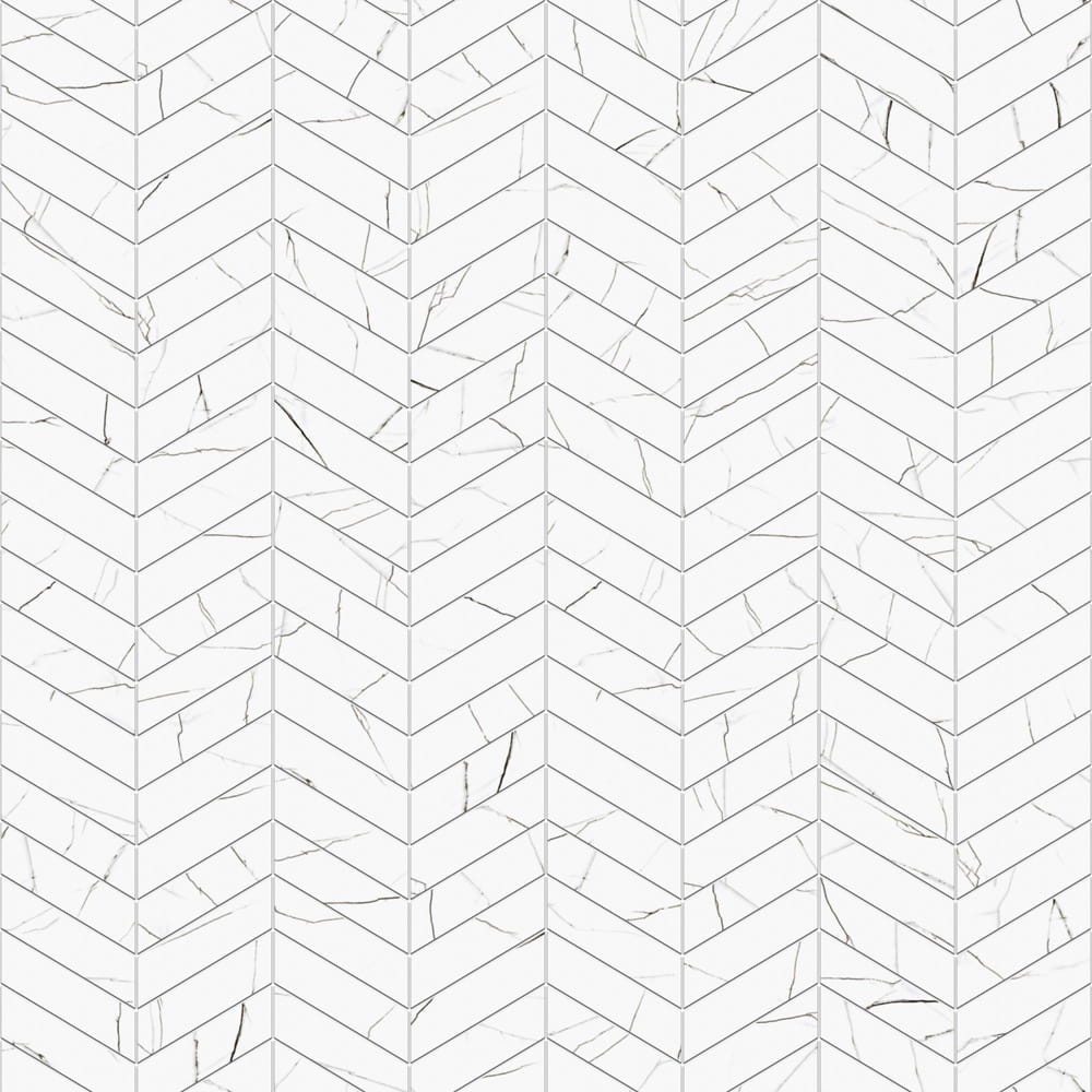 MOZAIKA GRESOWA CHEVRON JODEŁKA CARRARA WHITE – dekoracyjne do wnętrz – Szklane Mozaiki