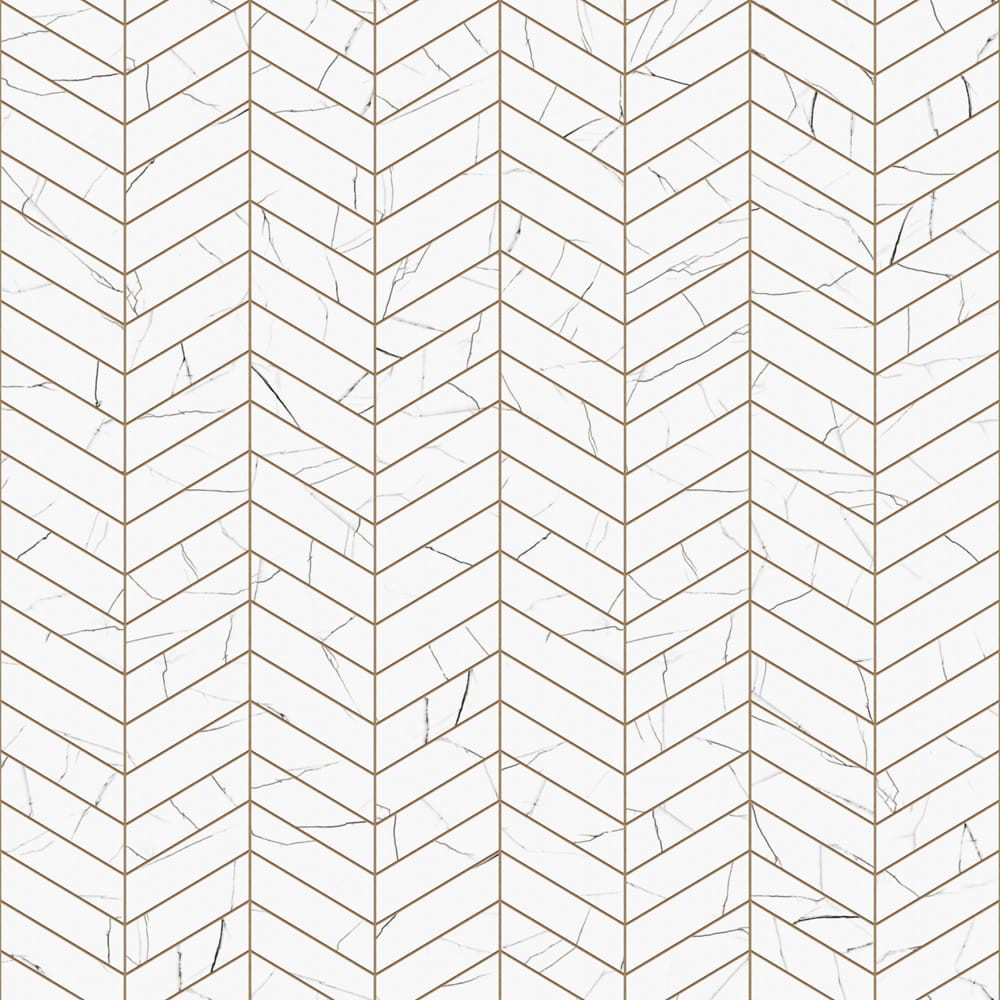 MOZAIKA GRESOWA CHEVRON JODEŁKA CARRARA WHITE – dekoracyjne do wnętrz – Szklane Mozaiki