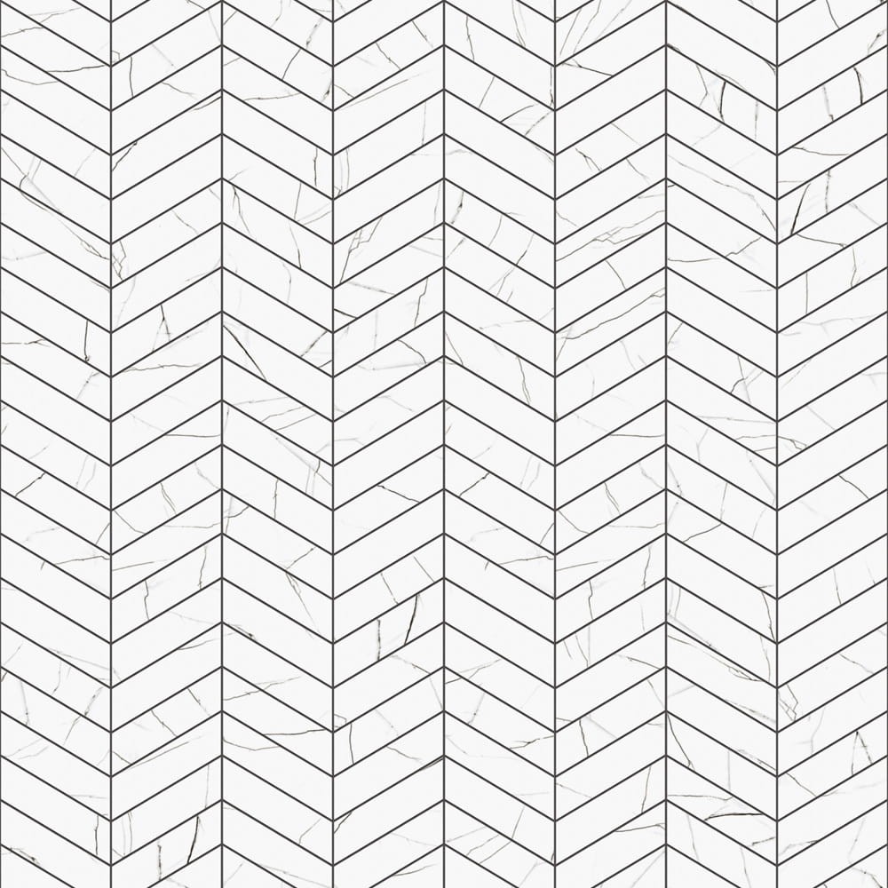 MOZAIKA GRESOWA CHEVRON JODEŁKA CARRARA WHITE – dekoracyjne do wnętrz – Szklane Mozaiki