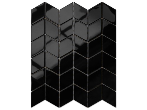 MOZAIKA SZKLANA CHEVRON ROMB CZARNY POŁYSK