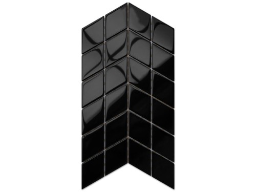 MOZAIKA SZKLANA DOUBLE CHEVRON ROMB CZARNY POŁYSK