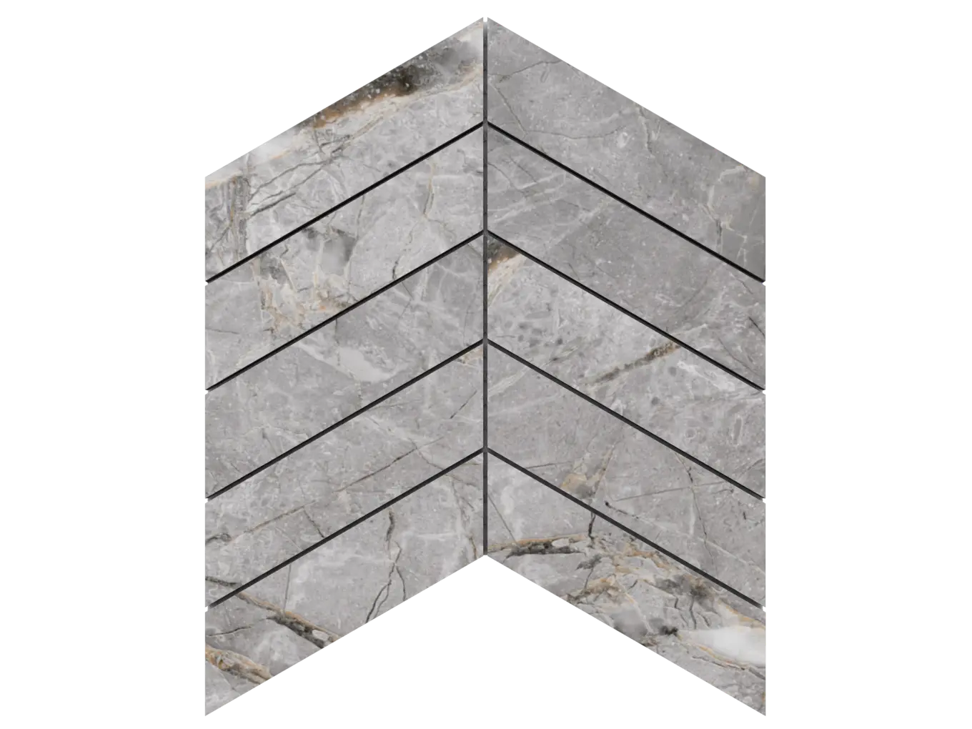 Mozaika ceramiczna jodełka LUX GREY CARVING do kontrastowych aranżacji
