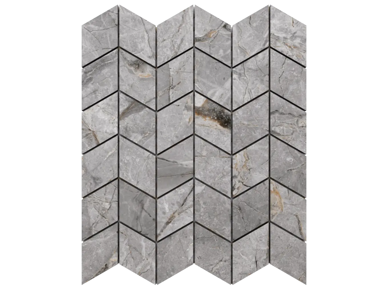Mozaika gresowa Chevron Mini szary marmur – jodełka kamienna matowa