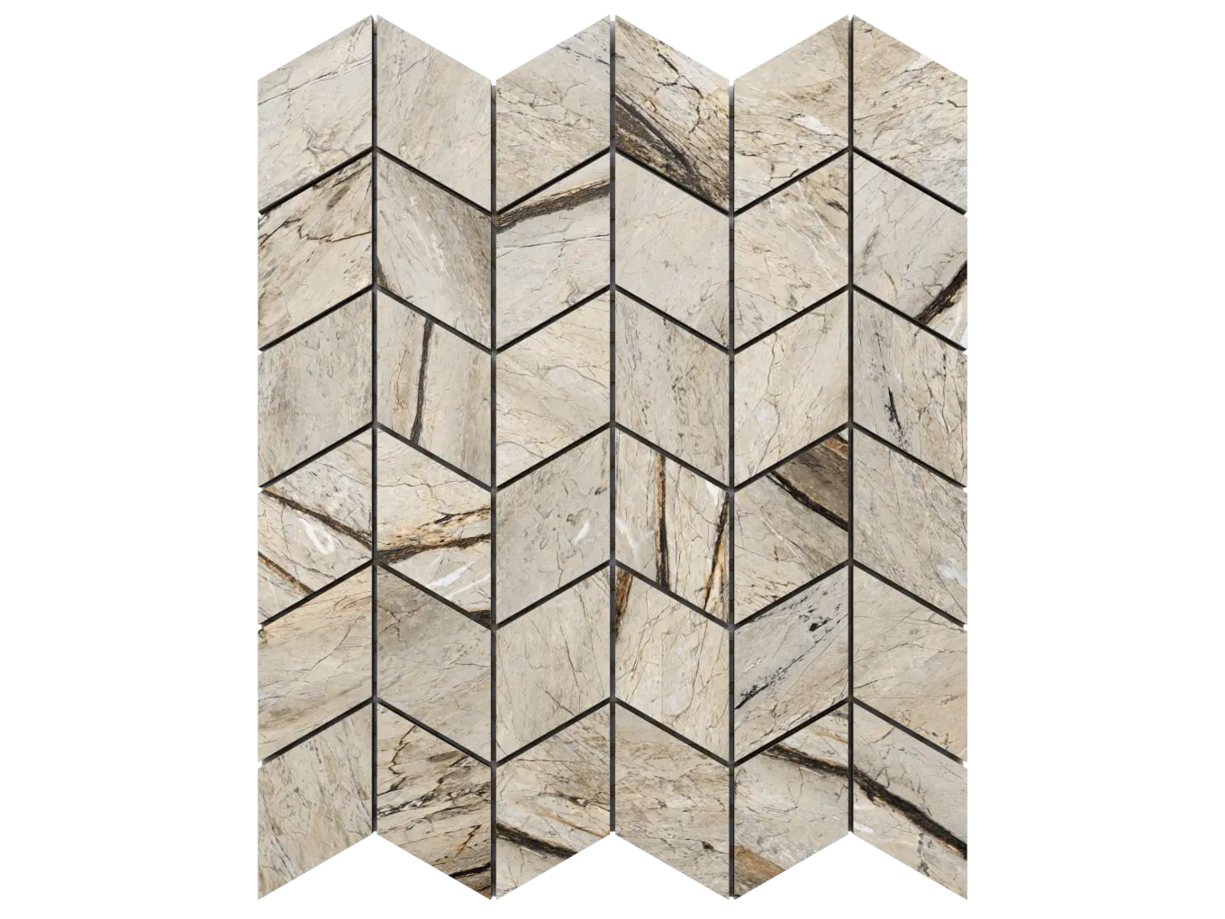 Mozaika gresowa Chevron Mini beż piaskowy – jodełka kamienna matowa