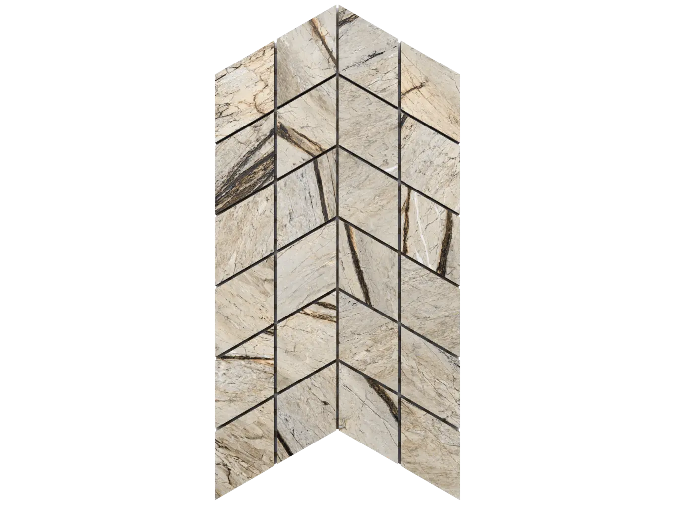 Mozaika gresowa Double Chevron Beige Taupe – beżowa matowa z żyłkowaniem