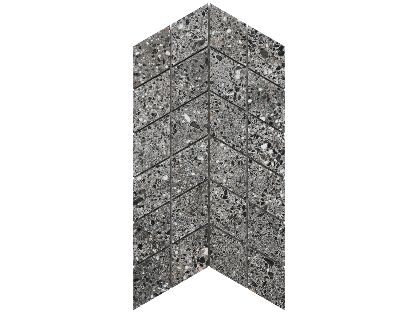 Mozaika gresowa Double Chevron Grey Terrazzo – szary terrazzo matowy