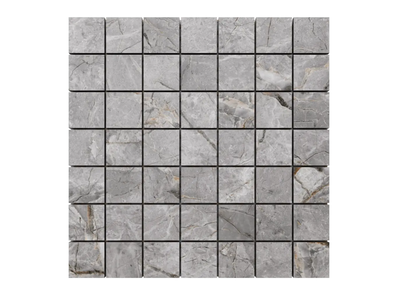 Mozaika gresowa kwadrat 4×4 cm chłodny szary marmur z beżowymi żyłkami