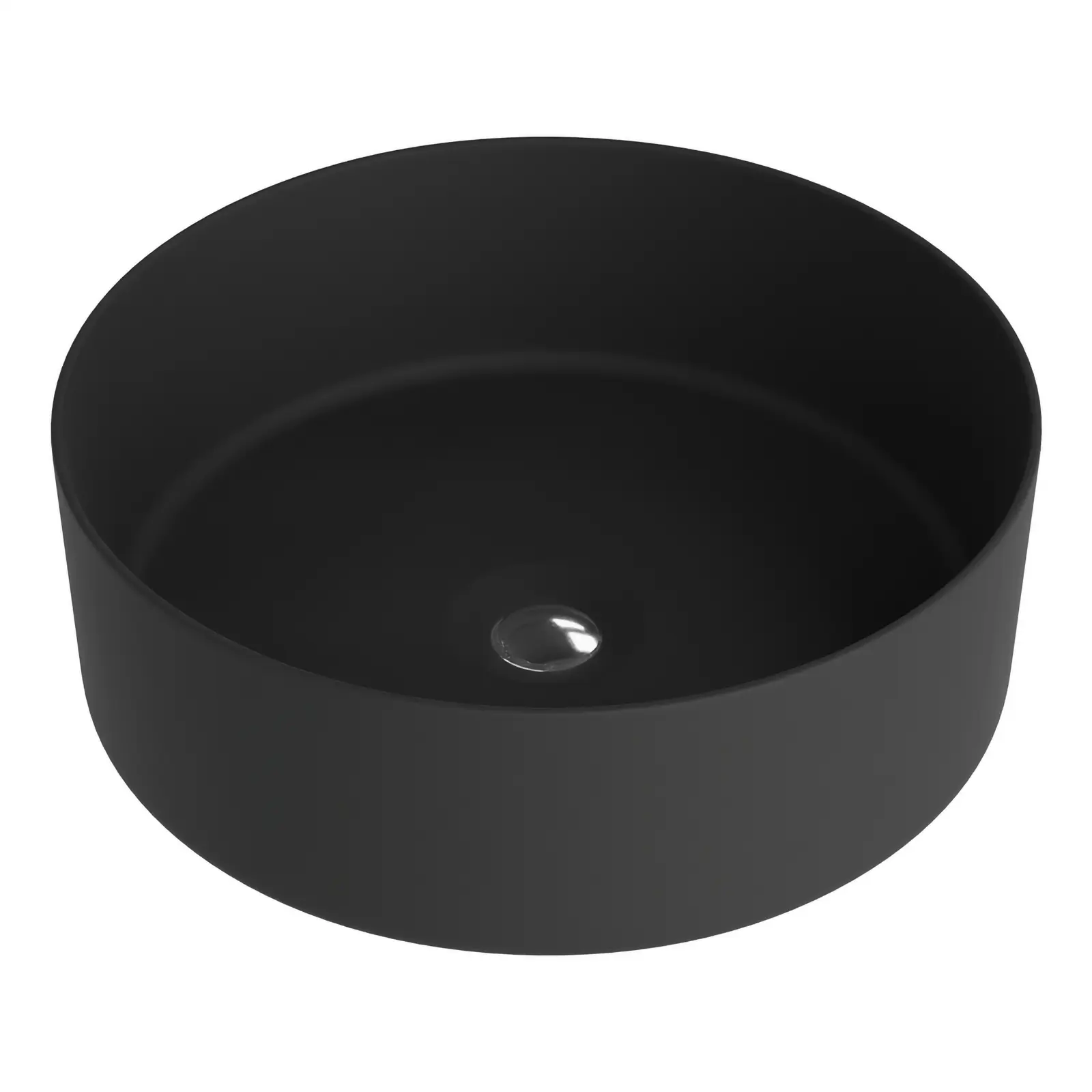 Umywalka nablatowa Agua Black 37×37 – czarna, okrągła porcelana