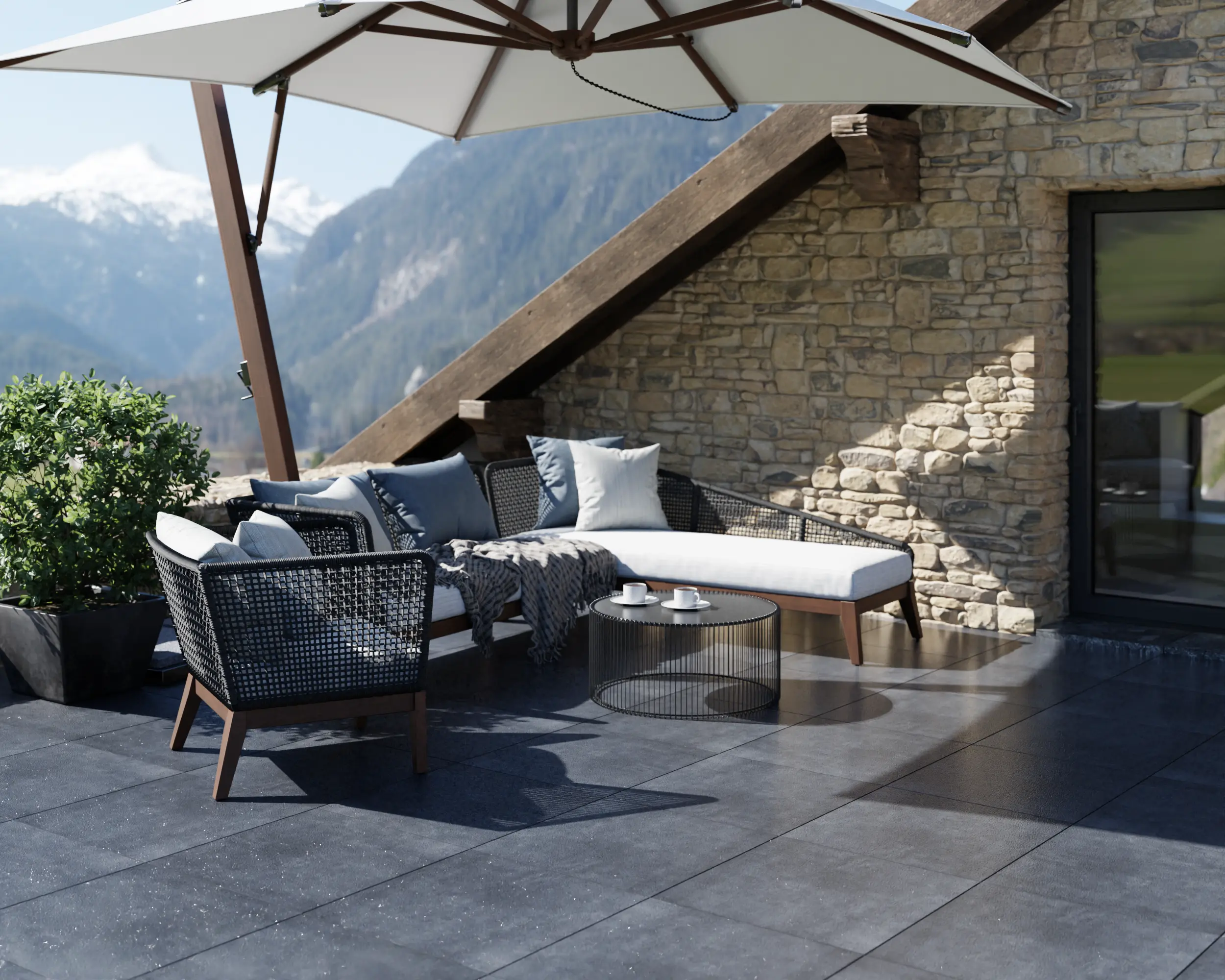 Czarna płytka tarasowa Ravello Black 60x60 2 cm
